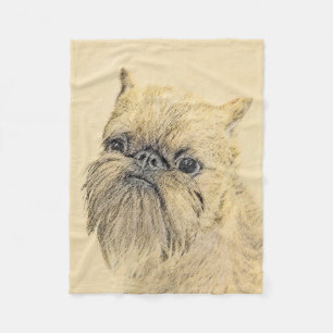 Brussels Griffon Painting - Niedliche Hundekunst Fleecedecke