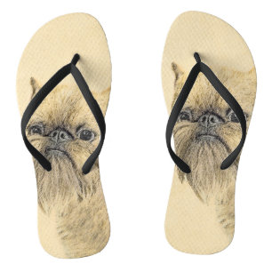 Brussels Griffon Painting - Niedliche Hundekunst Flip Flops