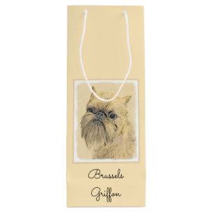 Brussels Griffon Painting - Niedliche Hundekunst Geschenktüte Für Weinflaschen