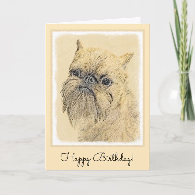 Brussels Griffon Painting - Niedliche Hundekunst Karte (Vorderseite)