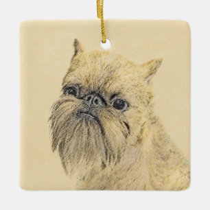 Brussels Griffon Painting - Niedliche Hundekunst Keramikornament