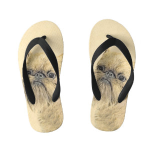 Brussels Griffon Painting - Niedliche Hundekunst Kinderbadesandalen