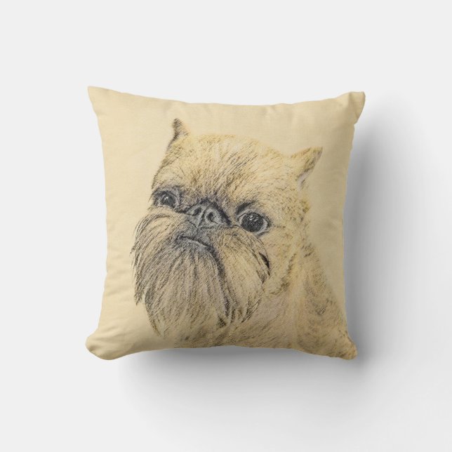 Brussels Griffon Painting - Niedliche Hundekunst Kissen (Vorderseite)