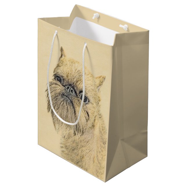 Brussels Griffon Painting - Niedliche Hundekunst Mittlere Geschenktüte (Vorderseite Schrägansicht)