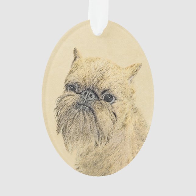 Brussels Griffon Painting - Niedliche Hundekunst Ornament (Rückseite)