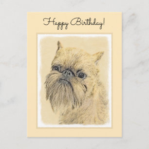 Brussels Griffon Painting - Niedliche Hundekunst Postkarte