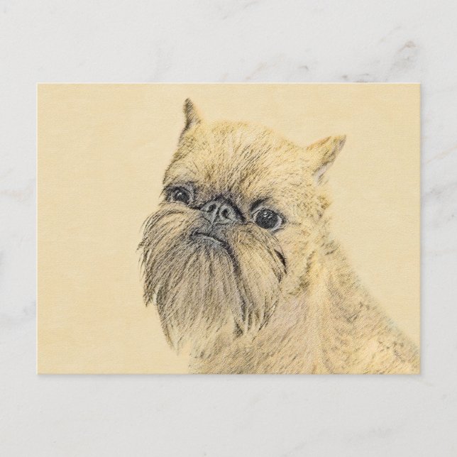 Brussels Griffon Painting - Niedliche Hundekunst Postkarte (Vorderseite)