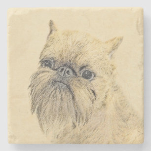 Brussels Griffon Painting - Niedliche Hundekunst Steinuntersetzer