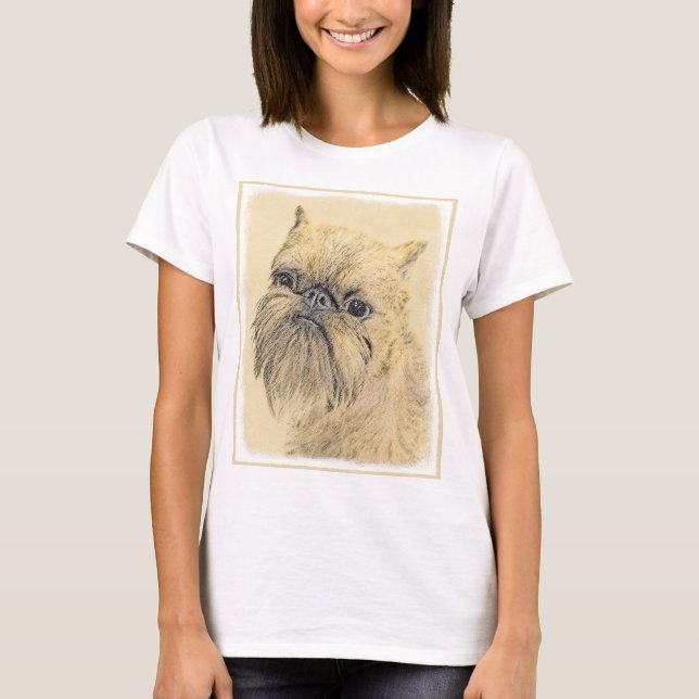 Brussels Griffon Painting - Niedliche Hundekunst T-Shirt (Vorderseite)