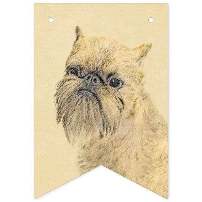 Brussels Griffon Painting - Niedliche Hundekunst Wimpelkette (Erste Fahne)
