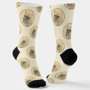 Brussels Griffon Painting Red Rough Niedlich Dog A Socken
