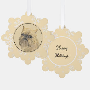 Brussels Griffon Rough Painting - Original Hunde A Ornament Karte