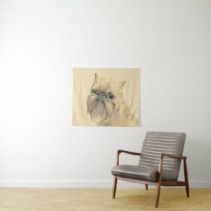 Brussels Griffon Rough Painting - Original Hunde A Wandteppich
