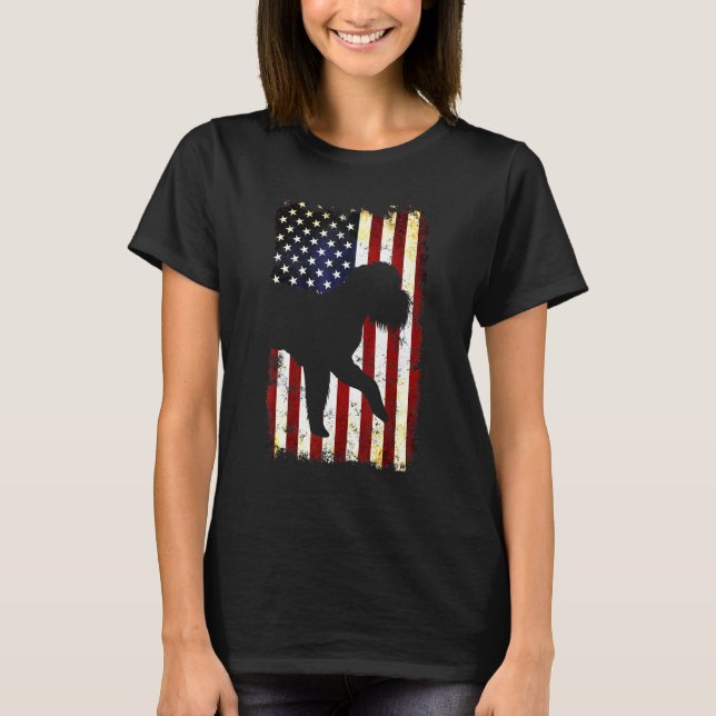Brussels Griffon Silhouette American Flag 4. J T-Shirt (Vorderseite)