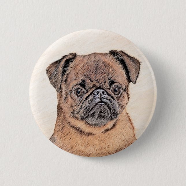 Brussels Griffon Smooth Painting Original Dog Art Button (Vorderseite)