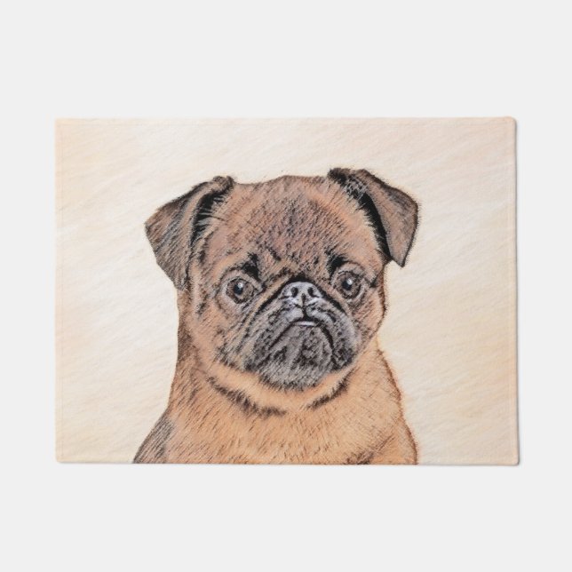 Brussels Griffon Smooth Painting Original Dog Art Fußmatte (Vorderseite)