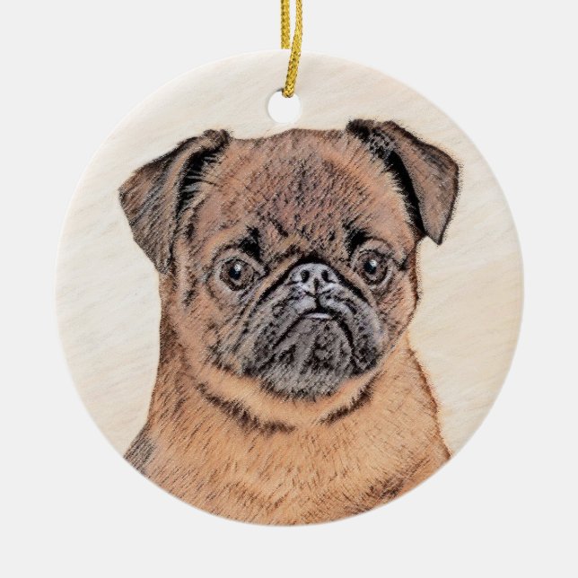 Brussels Griffon Smooth Painting Original Dog Art Keramik Ornament (Vorne)