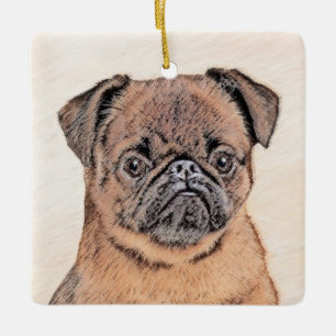 Brussels Griffon Smooth Painting Original Dog Art Keramikornament