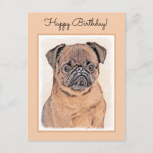 Brussels Griffon Smooth Painting Original Dog Art Postkarte