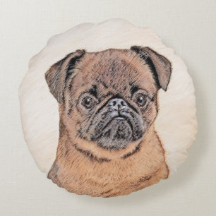 Brussels Griffon Smooth Painting Original Dog Art Rundes Kissen