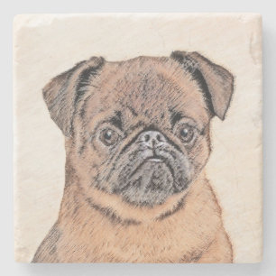 Brussels Griffon Smooth Painting Original Dog Art Steinuntersetzer