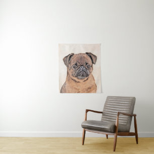 Brussels Griffon Smooth Painting Original Dog Art Wandteppich