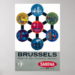 Brussels Print Belgium Art Sebena Airlines Travel  Poster