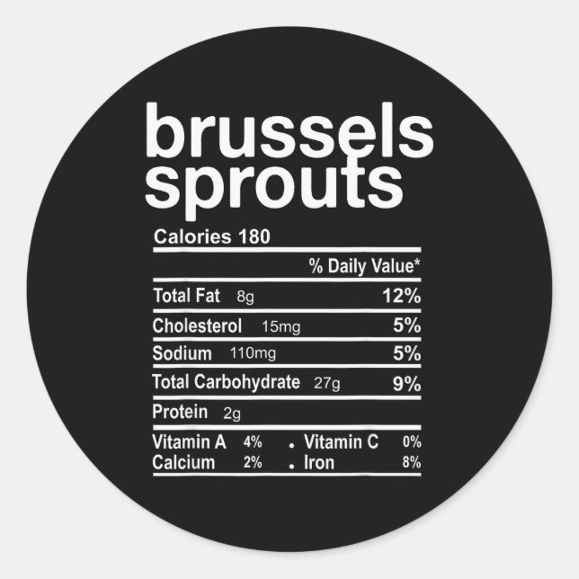 Brussels Sprout Nutrition Facts Funny Thanksgiving Runder Aufkleber (Vorderseite)