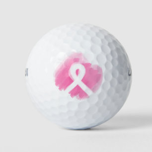 Brust-Krebs-Bewusstsein Ribbon Wasserfarbe Golfball