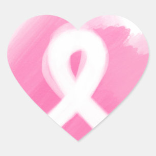 Brust-Krebs-Bewusstsein Ribbon Wasserfarbe Herz-Aufkleber