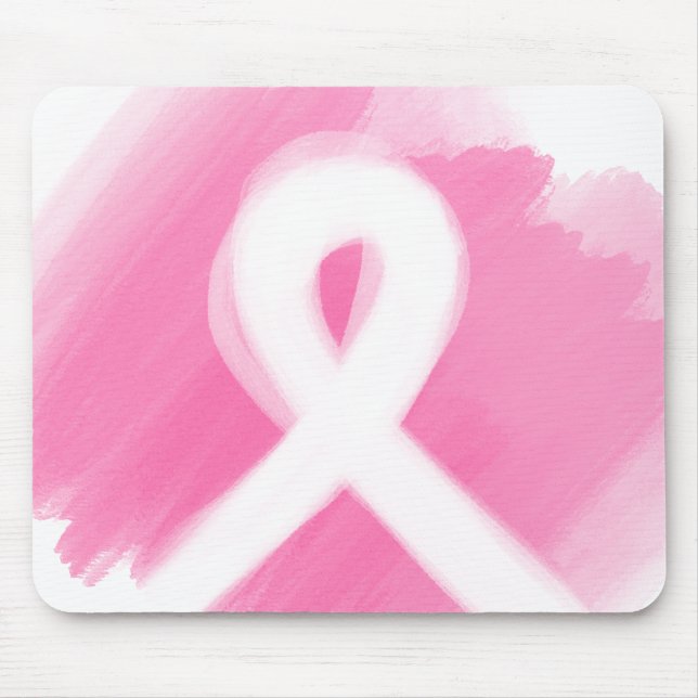Brust-Krebs-Bewusstsein Ribbon Wasserfarbe Mousepad (Vorne)