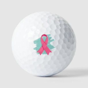 Brust-Krebs-Bewusstsein Rosa Band-Logo Golfball