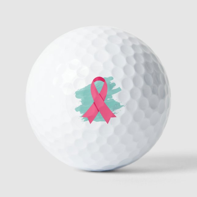 Brust-Krebs-Bewusstsein Rosa Band-Logo Golfball (Vorderseite)