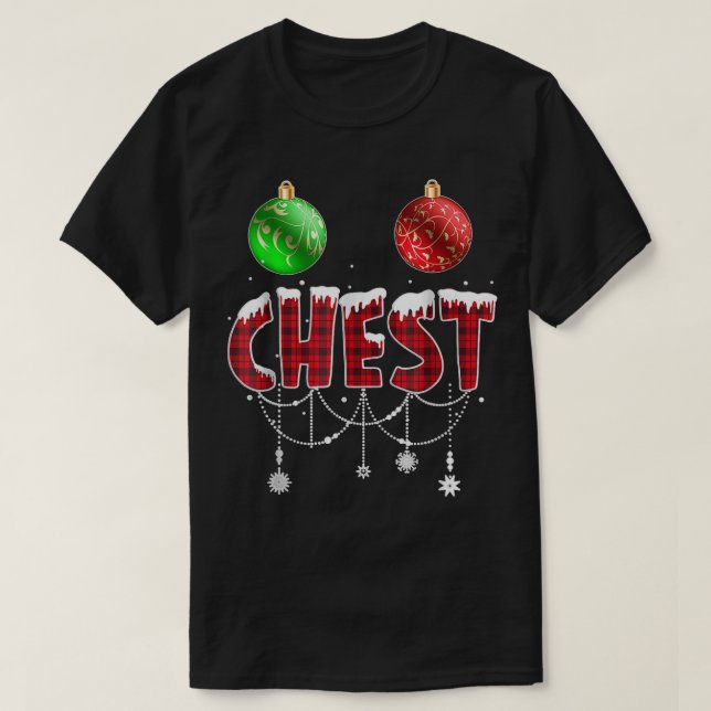 Brust Nüsse Weihnachts Funny Matching Couple Chest T-Shirt (Design vorne)