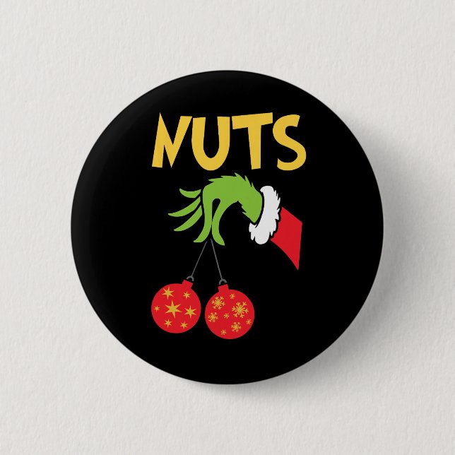 Brust Nuts Matching Kastanien Spaß Weihnachten Paa Button (Vorderseite)