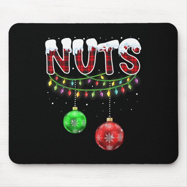 Brust Nuts Matching Kastanien Spaß Weihnachten Paa Mousepad (Vorne)