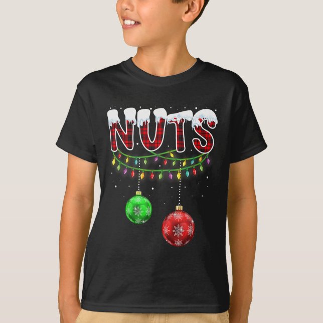 Brust Nuts Matching Kastanien Spaß Weihnachten Paa T-Shirt (Vorderseite)