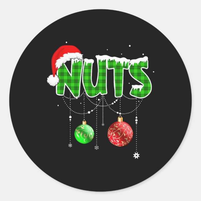 Brust Nuts Spaß Matching Kastanien Weihnachtskuche Runder Aufkleber (Vorderseite)