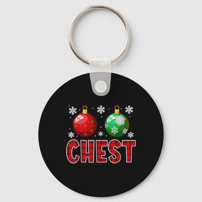 Brust Nuts Spaß Matching Kastanien Weihnachtskuche Schlüsselanhänger (Vorderseite)