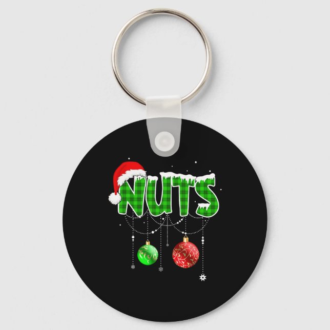 Brust Nuts Spaß Matching Kastanien Weihnachtskuche Schlüsselanhänger (Vorderseite)