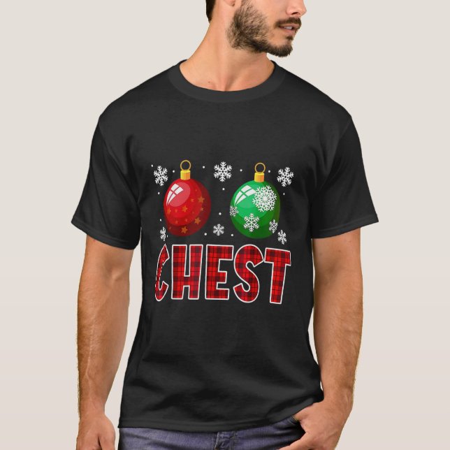 Brust Nuts Spaß Matching Kastanien Weihnachtskuche T-Shirt (Vorderseite)