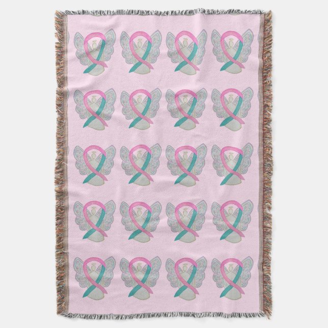 Brust- und Ovarialkarzinom Ribbon-Blankets Decke (Vorderseite Vertikal)