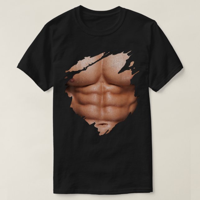 Brustkorb Abs Muskeln Bodybuilder T-Shirt (Design vorne)