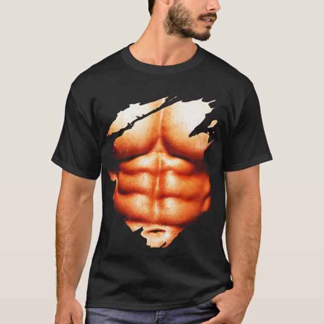 Brustkorb Six Packung Abs Muskeln Shirt STRAND (Vorderseite)