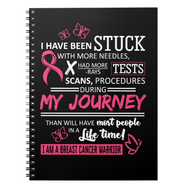 Brustkrebs Auf meiner Reise bin ich ein Warrior ro Notizblock (Vorderseite)