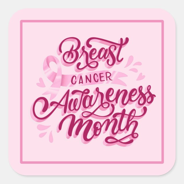 Brustkrebs-Aufkleber, rosa Band Quadratischer Aufkleber (Vorderseite)
