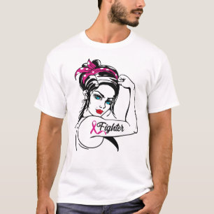 Brustkrebs bekämpft Rosie The Riveter Pink T-Shirt