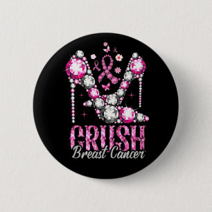 Brustkrebs besiegen Pink Bling High Heels Band Button