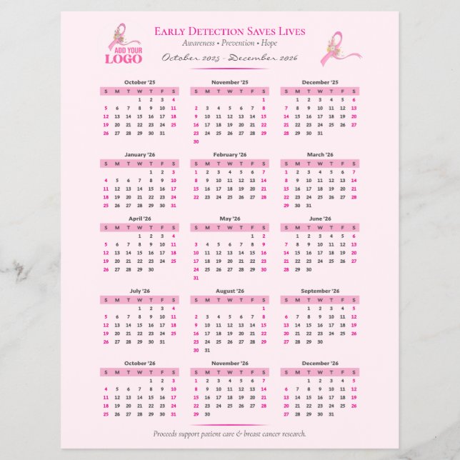 Brustkrebs-Bewusstsein 15-monatiger Multifunktions Flyer (Vorne)