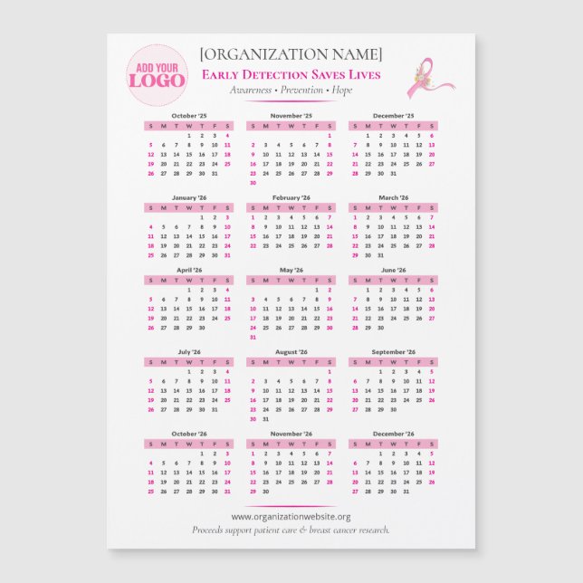 Brustkrebs-Bewusstsein 15-monatiger W Multifunktio Magnetkarte (Vorderseite)